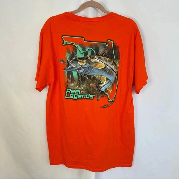 Reel Legends Performance Outfitters Fishing Tshirt Men's Size‎ Large Orange - Picture 6 of 8